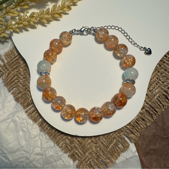 Rose Gold Crackle Beaded Bracelet - Picture 1 of 5